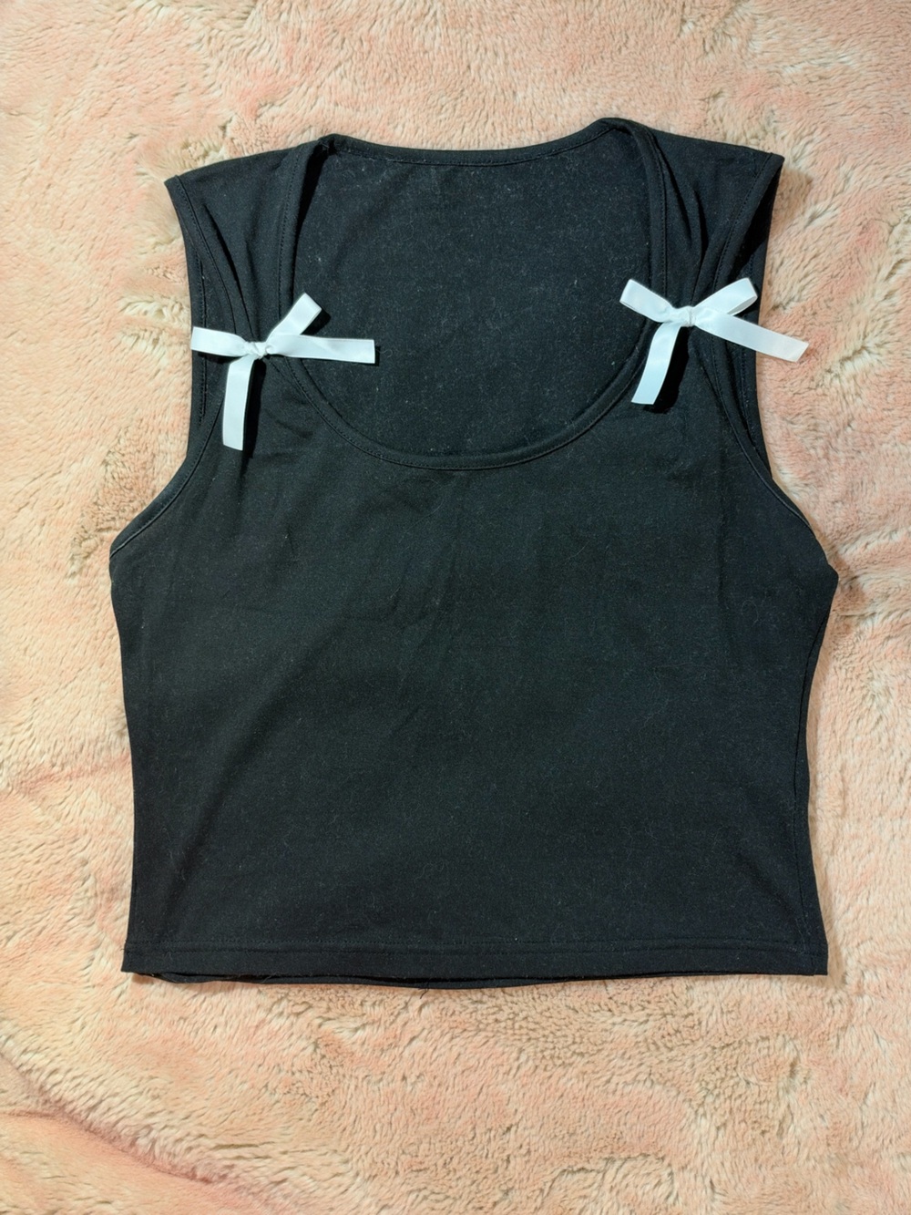 Women’s Black Sleepwear Bodysuit with White Bow Detail